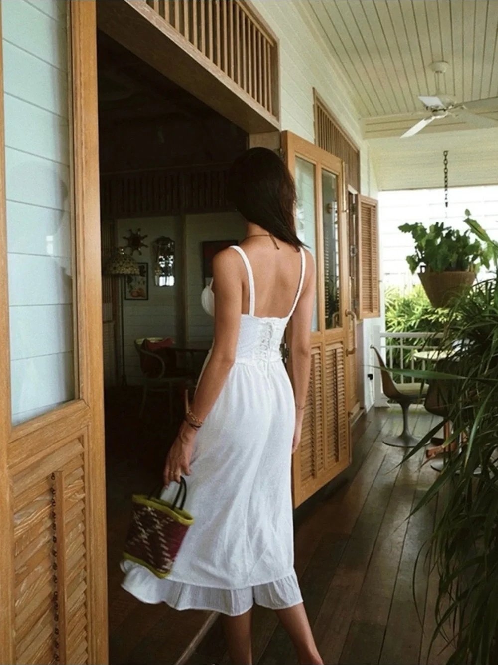 Commense White High-Low Sundress with Ruffle Hem - Picture 3 of 9